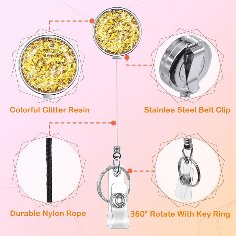 Boutilon Retractable Badge Holder, Retractable Badge Reels,Lightweight Plastic Badge Reel Card Holder with Key Ring Backing Belt Clip for Nurse,Volunteer,Teacher,Student(Frosted Powder 3pack) - Image 3